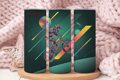 BMX Neon Rider 20oz Tumbler Wrap Sublimation DesignSVG 