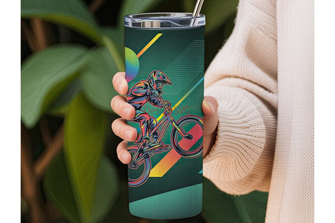BMX Neon Rider 20oz Tumbler Wrap Sublimation DesignSVG 