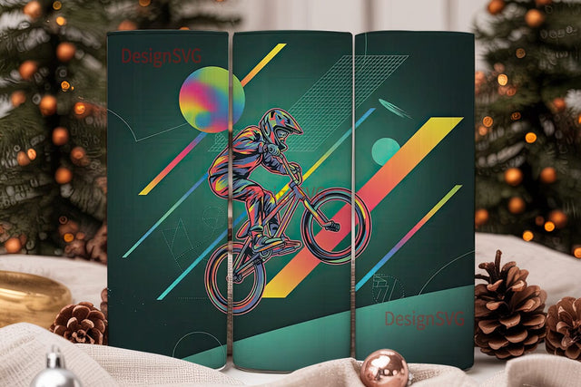 BMX Neon Rider 20oz Tumbler Wrap Sublimation DesignSVG 