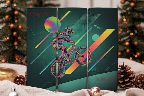 BMX Neon Rider 20oz Tumbler Wrap Sublimation DesignSVG 
