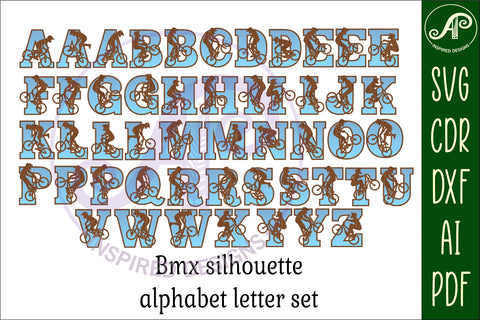 BMX silhouette letters alphabet set x 50 SVG APInspireddesigns 