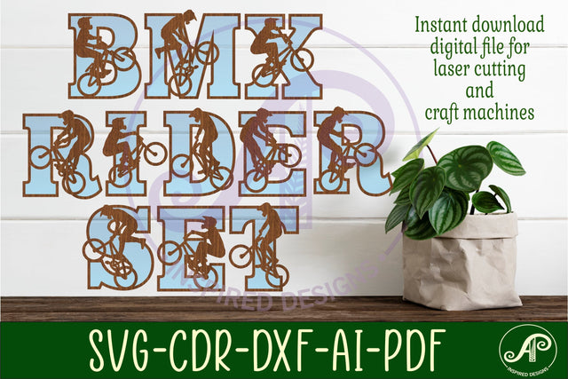 BMX silhouette letters alphabet set x 50 SVG APInspireddesigns 