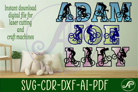 BMX silhouette letters alphabet set x 50 SVG APInspireddesigns 