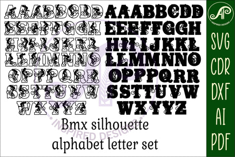 BMX silhouette letters alphabet set x 50 SVG APInspireddesigns 
