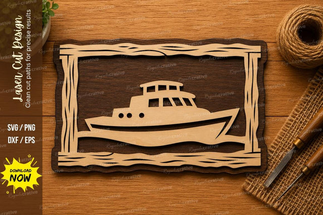 Boat Frame SVG | Nautical Laser Cut Sign | Glowforge CNC DXF PNG EPS SVG Regulrcrative 