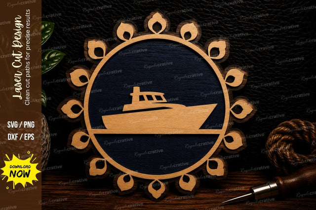 Boat Monogram Frame Laser Cut Svg Design SVG Regulrcrative 