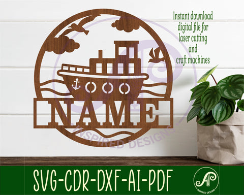 Boat name sign svg laser cut template SVG APInspireddesigns 