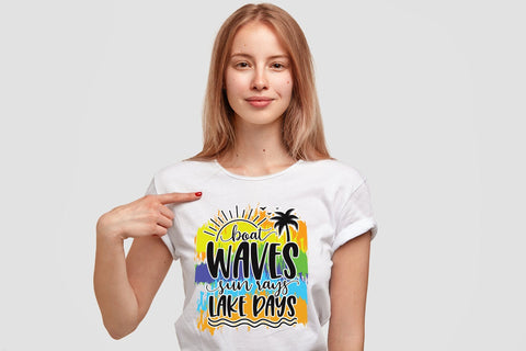 Boat Waves Sun Rays, Summer Sublimation Design Sublimation CraftLabSVG 