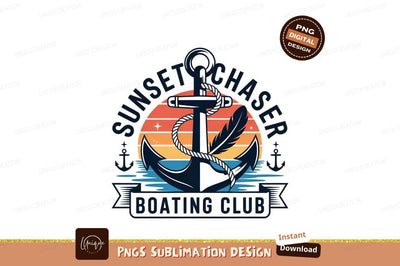 Boating Club Anchor Sunset Chaser Vector Graphic Sublimation Designangry 