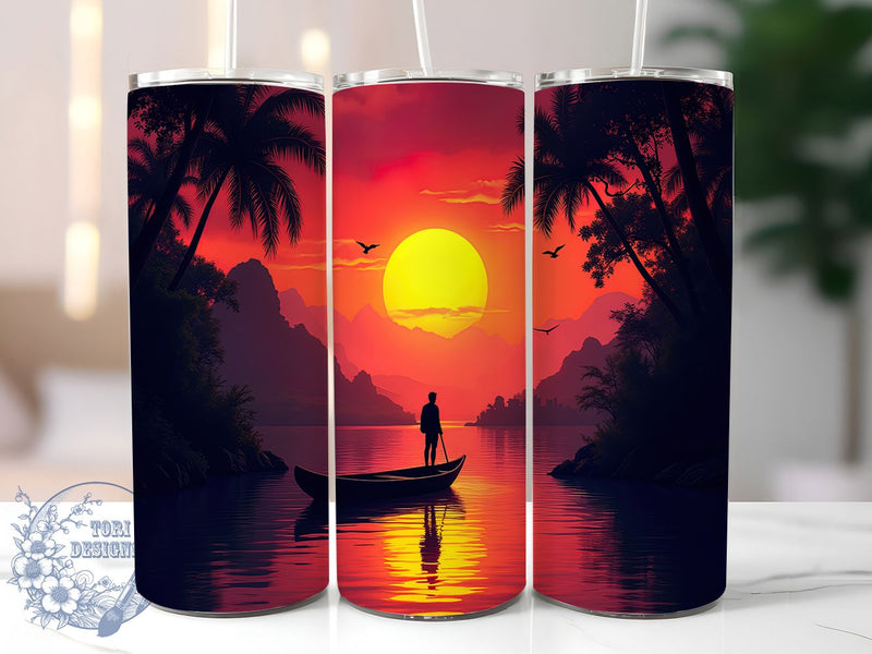 Boating Sunset Lake Life Tumbler Wrap, Life at the Lake Mug, Sunset on the Water Cup, Lake Life Wrap, Beach Boating Gift, Relaxing Lake Design, Sublimation Tumbler Wrap Sublimation ToriDesigns 