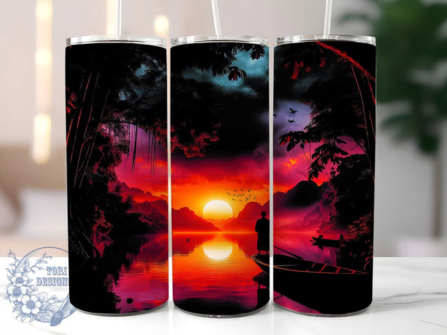 Boating Sunset Lake Life Tumbler Wrap, Life at the Lake Mug, Sunset on the Water Cup, Lake Life Wrap, Beach Boating Gift, Relaxing Lake Design, Sublimation Tumbler Wrap Sublimation ToriDesigns 
