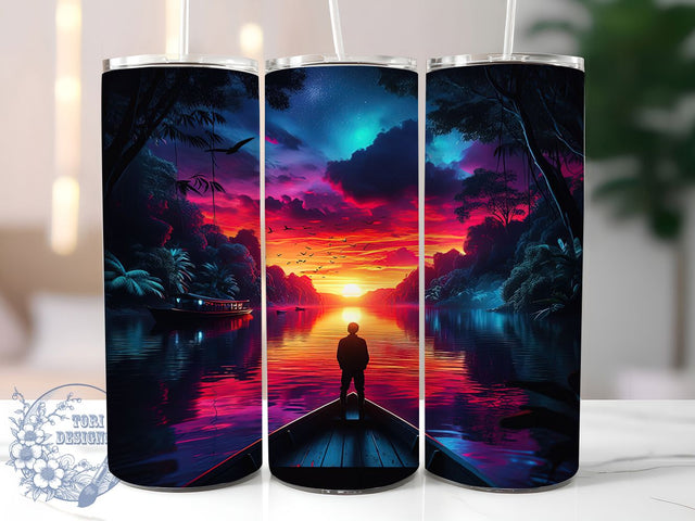 Boating Sunset Lake Life Tumbler Wrap, Life at the Lake Mug, Sunset on the Water Cup, Lake Life Wrap, Beach Boating Gift, Relaxing Lake Design, Sublimation Tumbler Wrap Sublimation ToriDesigns 