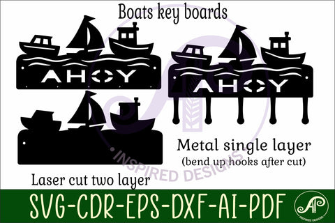 Boats Key holders for metal and laser cutting SVG APInspireddesigns 