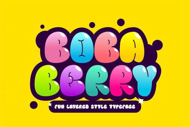 Boba Berry - 3d Fun Layered Display Font Font Mozzatype 