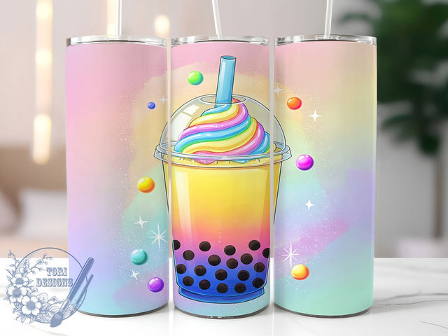 Boba Tea Bubble Drinkware 20oz Tumbler, Boba Tea Tumbler Wrap, Sublimation Design, 20oz Tumbler, Bubble Tea, Drinkware, Custom Cup Sublimation ToriDesigns 