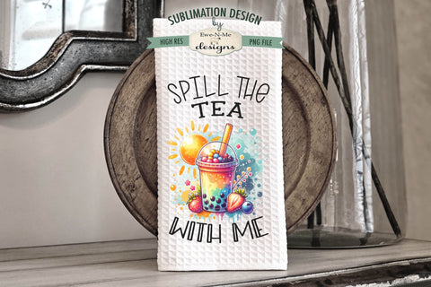 Boba Tea Tropical Summer Sublimation Kitchen Towel Designs PNG Files Sublimation Ewe-N-Me Designs 
