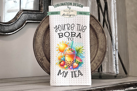 Boba Tea Tropical Summer Sublimation Kitchen Towel Designs PNG Files Sublimation Ewe-N-Me Designs 