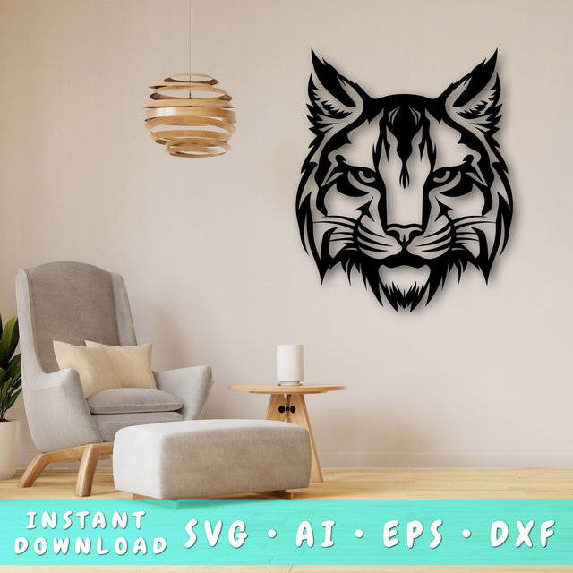 Bobcat Laser SVG Cut File, Bobcat Glowforge File, Bobcat DXF, Bobcat Wall Art SVG SVG HappyDesignStudio 