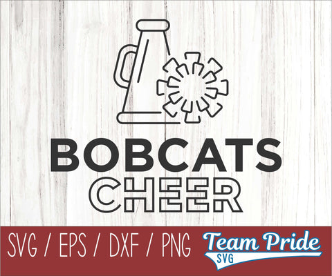 Bobcats Cheer Line Art SVG Digital Download Printable - SVG, EPS, DXF, PNG SVG Team Pride SVG 