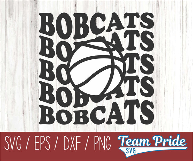 Bobcats Vintage Wave Basketball SVG Digital Download Printable - SVG, EPS, DXF, PNG SVG Team Pride SVG 