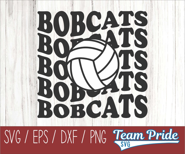 Bobcats Volleyball Retro Wave SVG Digital Download Printable - SVG, EPS, DXF, PNG SVG Team Pride SVG 