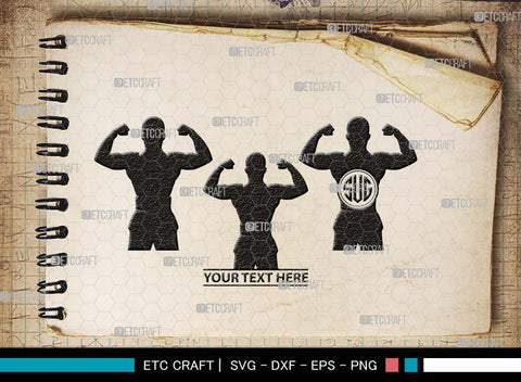 Bodybuilder Monogram, Bodybuilder Silhouette, Bodybuilder Man SVG, Man Svg, Muscular Man Svg, Fitness Muscle Svg, Gym Svg, SB00551 SVG ETC Craft 