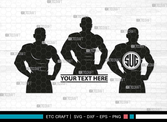 Bodybuilder Monogram, Bodybuilder Silhouette, Bodybuilder Man SVG, Man Svg, Muscular Man Svg, Fitness Muscle Svg, Gym Svg, SB00551 SVG ETC Craft 