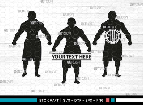 Bodybuilder Monogram, Bodybuilder Silhouette, Bodybuilder Man SVG, Man Svg, Muscular Man Svg, Fitness Muscle Svg, Gym Svg, SB00551 SVG ETC Craft 