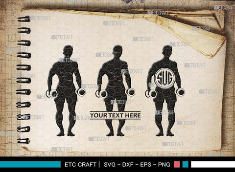 Bodybuilder Monogram, Bodybuilder Silhouette, Bodybuilder Man SVG, Man Svg, Muscular Man Svg, Fitness Muscle Svg, Gym Svg, SB00551 SVG ETC Craft 
