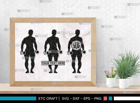 Bodybuilder Monogram, Bodybuilder Silhouette, Bodybuilder Man SVG, Man Svg, Muscular Man Svg, Fitness Muscle Svg, Gym Svg, SB00551 SVG ETC Craft 