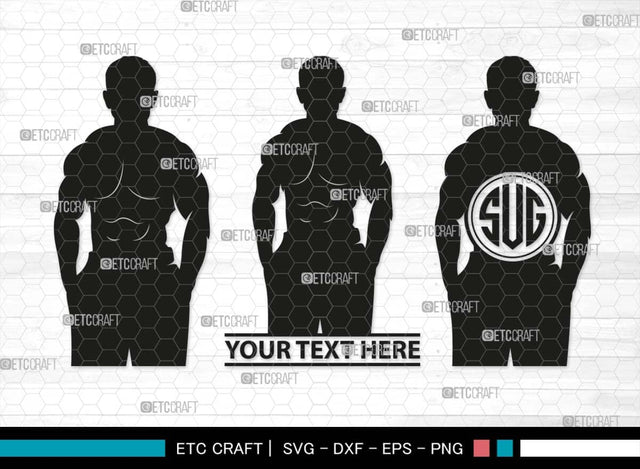 Bodybuilder Monogram, Bodybuilder Silhouette, Bodybuilder Man SVG, Man Svg, Muscular Man Svg, Fitness Muscle Svg, Gym Svg, SB00551 SVG ETC Craft 