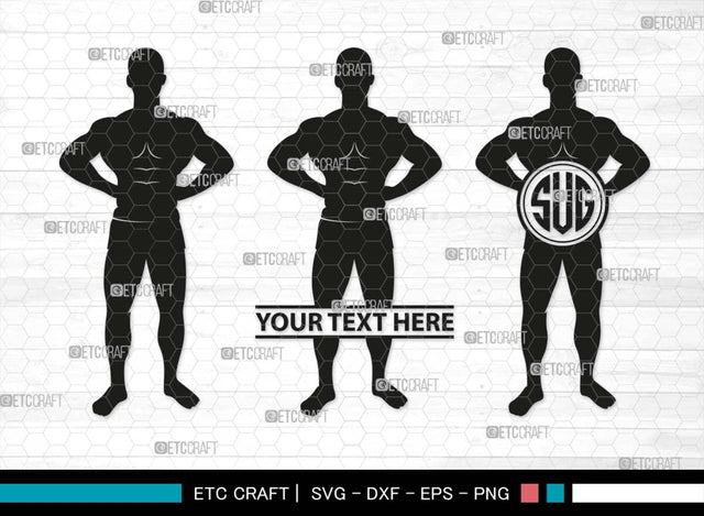 Bodybuilder Monogram, Bodybuilder Silhouette, Bodybuilder Man SVG, Man Svg, Muscular Man Svg, Fitness Muscle Svg, Gym Svg, SB00551 SVG ETC Craft 