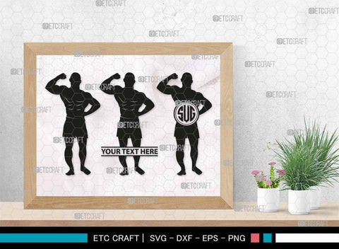 Bodybuilder Monogram, Bodybuilder Silhouette, Bodybuilder Man SVG, Man Svg, Muscular Man Svg, Fitness Muscle Svg, Gym Svg, SB00551 SVG ETC Craft 