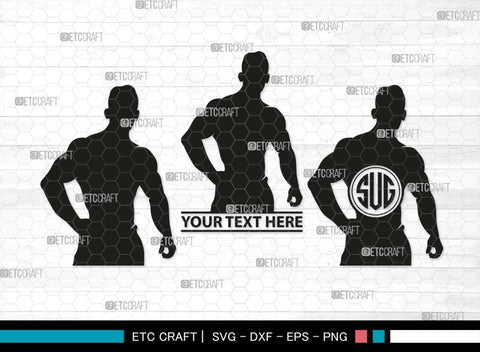 Bodybuilder Monogram, Bodybuilder Silhouette, Bodybuilder Man SVG, Man Svg, Muscular Man Svg, Fitness Muscle Svg, Gym Svg, SB00551 SVG ETC Craft 