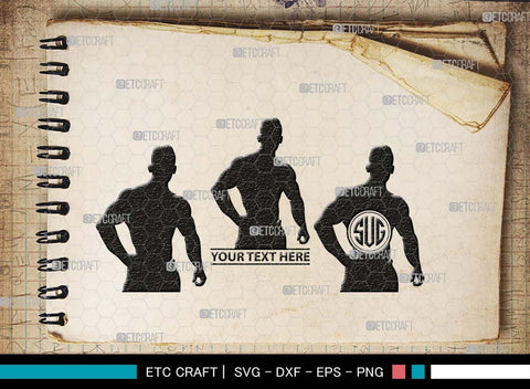 Bodybuilder Monogram, Bodybuilder Silhouette, Bodybuilder Man SVG, Man Svg, Muscular Man Svg, Fitness Muscle Svg, Gym Svg, SB00551 SVG ETC Craft 