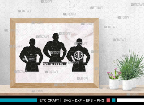 Bodybuilder Monogram, Bodybuilder Silhouette, Bodybuilder Man SVG, Man Svg, Muscular Man Svg, Fitness Muscle Svg, Gym Svg, SB00551 SVG ETC Craft 