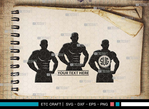Bodybuilder Monogram, Bodybuilder Silhouette, Bodybuilder Man SVG, Man Svg, Muscular Man Svg, Fitness Muscle Svg, Gym Svg, SB00551 SVG ETC Craft 