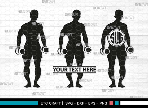 Bodybuilder Monogram, Bodybuilder Silhouette, Bodybuilder Man SVG, Man Svg, Muscular Man Svg, Fitness Muscle Svg, Gym Svg, SB00551 SVG ETC Craft 
