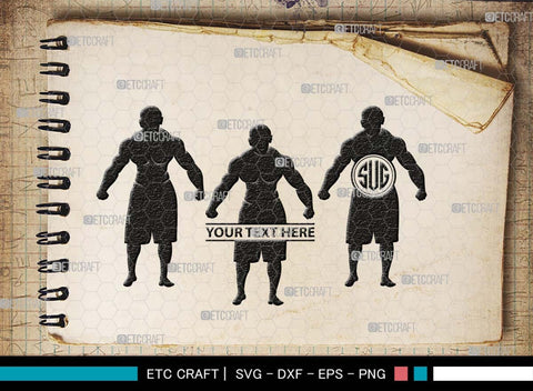 Bodybuilder Monogram, Bodybuilder Silhouette, Bodybuilder Man SVG, Man Svg, Muscular Man Svg, Fitness Muscle Svg, Gym Svg, SB00551 SVG ETC Craft 