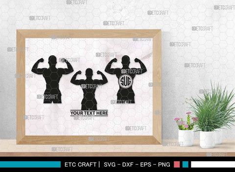 Bodybuilder Monogram, Bodybuilder Silhouette, Bodybuilder Man SVG, Man Svg, Muscular Man Svg, Fitness Muscle Svg, Gym Svg, SB00551 SVG ETC Craft 