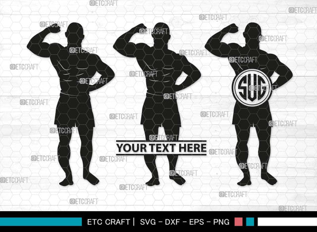 Bodybuilder Monogram, Bodybuilder Silhouette, Bodybuilder Man SVG, Man Svg, Muscular Man Svg, Fitness Muscle Svg, Gym Svg, SB00551 SVG ETC Craft 
