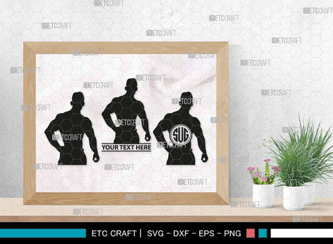 Bodybuilder Monogram, Bodybuilder Silhouette, Bodybuilder Man SVG, Man Svg, Muscular Man Svg, Fitness Muscle Svg, Gym Svg, SB00551 SVG ETC Craft 