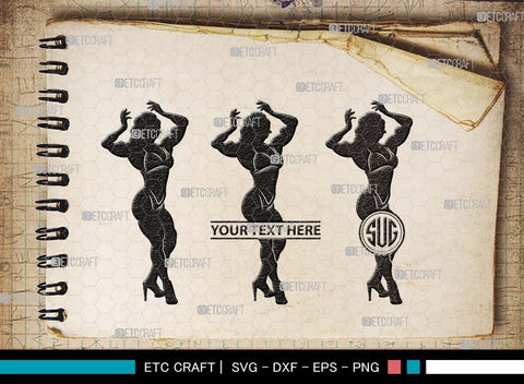 Bodybuilder Monogram, Bodybuilder Silhouette, Bodybuilder Women SVG, Women Svg, Muscular Women Svg, Fitness Muscle Svg, Gym Svg, SB00568 SVG ETC Craft 