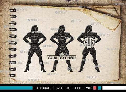 Bodybuilder Monogram, Bodybuilder Silhouette, Bodybuilder Women SVG, Women Svg, Muscular Women Svg, Fitness Muscle Svg, Gym Svg, SB00568 SVG ETC Craft 