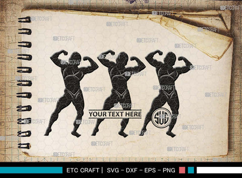 Bodybuilder Monogram, Bodybuilder Silhouette, Bodybuilder Women SVG, Women Svg, Muscular Women Svg, Fitness Muscle Svg, Gym Svg, SB00568 SVG ETC Craft 
