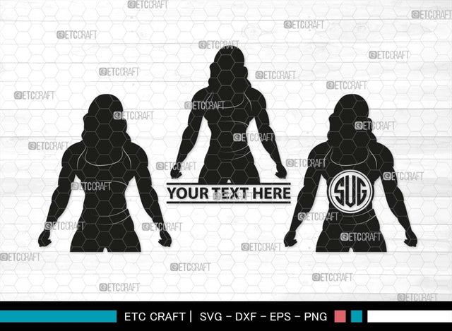 Bodybuilder Monogram, Bodybuilder Silhouette, Bodybuilder Women SVG, Women Svg, Muscular Women Svg, Fitness Muscle Svg, Gym Svg, SB00568 SVG ETC Craft 