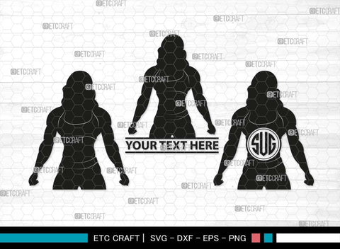 Bodybuilder Monogram, Bodybuilder Silhouette, Bodybuilder Women SVG, Women Svg, Muscular Women Svg, Fitness Muscle Svg, Gym Svg, SB00568 SVG ETC Craft 