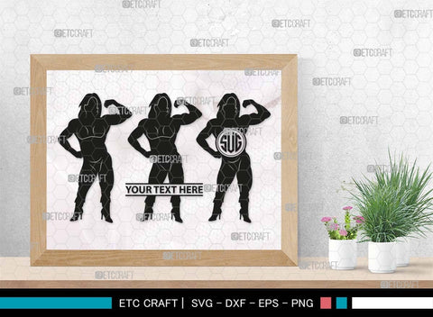 Bodybuilder Monogram, Bodybuilder Silhouette, Bodybuilder Women SVG, Women Svg, Muscular Women Svg, Fitness Muscle Svg, Gym Svg, SB00568 SVG ETC Craft 