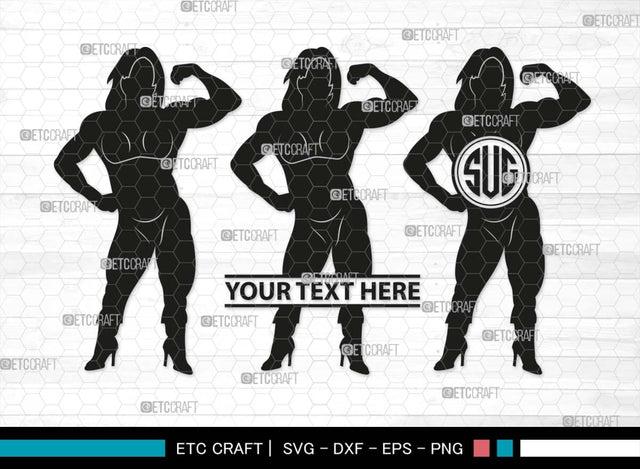 Bodybuilder Monogram, Bodybuilder Silhouette, Bodybuilder Women SVG, Women Svg, Muscular Women Svg, Fitness Muscle Svg, Gym Svg, SB00568 SVG ETC Craft 