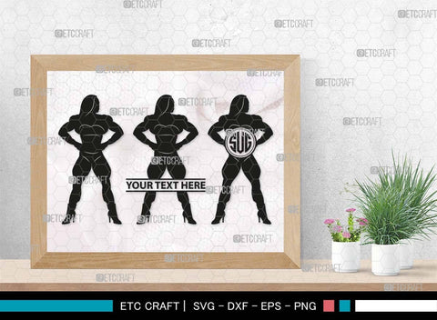 Bodybuilder Monogram, Bodybuilder Silhouette, Bodybuilder Women SVG, Women Svg, Muscular Women Svg, Fitness Muscle Svg, Gym Svg, SB00568 SVG ETC Craft 
